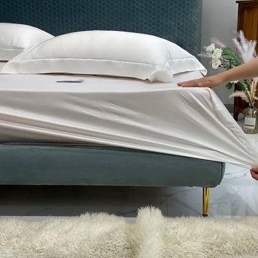 Pink White Eucalyptus Lyocell 600TC Only Elastic Fitted Sheet Soft Silky Bedding Set